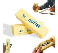 Cute Butter Squishy Stress Ball, Slow Rising Squeeze Toy for Adults, Sensory Fidget for Anxiety Relief, ADHD, Autism, Boredom and Office Focus (Yellow 2PC)