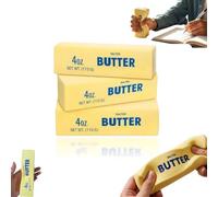 Cute Butter Squishy Stress Ball, Slow Rising Squeeze Toy for Adults, Sensory Fidget for Anxiety Relief, ADHD, Autism, Boredom and Office Focus (Yellow 3PC)