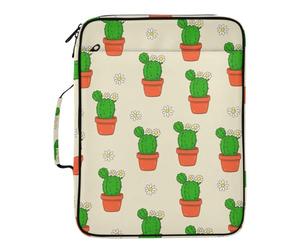 Cute Cactus Pots Heavy Duty with Removable 3-Ring Ringboard Notebook Case 7-Pocket Binder Portfolio Case with Binder Pencil Pouch for Project Contrats