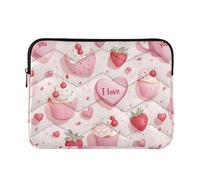 Cute Cake Housse de protection matelassée pour ordinateur portable Motif gâteau fraise Rose Taille M