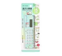 Cute Calculator - ABS + composants électroniques, 15 cm Digital Calculator with Ruler | Portable Lightweight Battery-Powered, Small For Kids, Students, Office, Exams, Homework