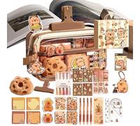 Cute Capybara Pencil Bag, Aesthetic Stationery Organizer, Multi-Layer Pen Pouch with Notebook and Stickers, Large Storage School Supplies Case, Stationery Pouch with Adorable for College Backpack