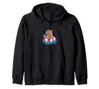 Cute Capybara Pool Float Beach Summer Rainbow Boba Tea Sweat à Capuche
