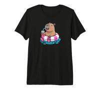 Cute Capybara Pool Float Beach Summer Rainbow Boba Tea T-Shirt Haut de Gamme