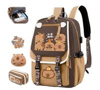 Cute Capybara School Backpack, Kawaii Children's School Bag with Capybara Pencil Case, Capybara Backpack for School, Large Capacity Waterproof, Preppy School Bag for Kids (B)