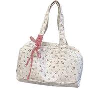 Cute Carry-on Weekender Pouch, Floral Duffle Bag - Large-Capacity Flower Tote Bag Waterproof Shoulder Purse with Bow,Soft Luggage Storage for Beach Yoga Workout Hospital