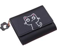 Cute Cartoon Cat Girl Coin Purse Mini Wallet, Suitable For Storing Credit Cards, Photos, Id Cards Etc Everyday (Black), Black, Fashion Style