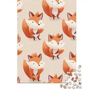 Cute Cartoon Fox Pattern Puzzle 1000 Pièces Educa Jouet en Bois Cadeau Unique Décoration Intérieure Jeu Éducatif Challenge Toy Adultes Et Enfants À Partir De 14 Ans 52x38cm/1000pcs