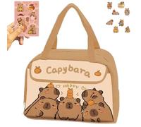 Cute Cartoon Lunch Bag, Waterproof Capybara Lunch Bag, Capybara Lunch Box With Capybara-Stickers, Insulation and Easy to Clean (A)