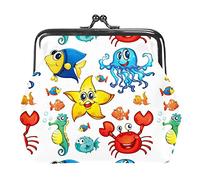 Cute Cartoon Sea Animals Coin Purses Wallets Vintage Pouch Bags for Gift