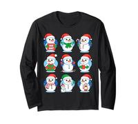 Cute Cartoon Snowman Holiday Collection Festive Xmas Manche Longue