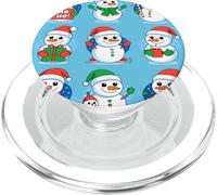Cute Cartoon Snowman Holiday Collection Festive Xmas PopSockets PopGrip pour MagSafe