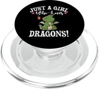 Cute Cartoon Womens Just A Girl Who Loves Kawaii Dragon PopSockets PopGrip pour MagSafe