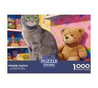 Cute Cat 1000 Pieces Evening Leisure Jigsaw Pet Puzzle, Educational for Kids Adults, Cozy UK Family Time & Brain Training 38x26cm/1000pcs