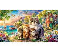Cute-Cat 1000 pièces Puzzle pour Adultes Cadeau Amusant & Activité Maison Défi de Jeu éducatif Jeu Stimulant pour Femmes et Hommes 38x26/1000 pièces