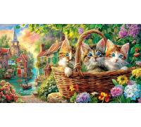 Cute-Cat 1000 pièces Puzzle pour Adultes Cadeau Amusant & Activité Maison Défi de Jeu éducatif Jeu Stimulant pour Femmes et Hommes 38x52/1000 pièces