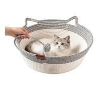 Cute Cat Bed | Cotton Rope Boho Scratching Pet Supplies | Bohemian Round Cat Bed | Ideal For Small Medium Kitten Puppy Home Decor Indoor Outdoor Garden Yard Patio Porch