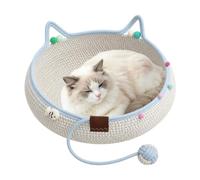 Cute Cat Bed - Interactive Scratchable Nest, Round Pet Sleeping Basket | Handwoven Cotton Rope Construction | Home Bedroom Living Room Sofa Use, Interactive Play Ball Scratching Pet Sleeping Nest Pl