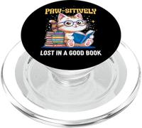 Cute Cat Book Lover Paw-sitively Reading Accessories PopSockets PopGrip pour MagSafe