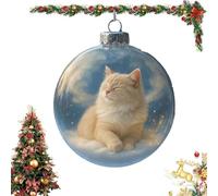 Cute Cat Christmas Glass Ornaments Collection, Cat Glass Christmas Ball Figurines in Snow Globes, Xmas Tree Kitten Ball Ornament, Holiday Decor & Gift Set for Cats Lovers (Maple-B)