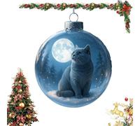 Cute Cat Christmas Glass Ornaments Collection, Cat Glass Christmas Ball Figurines in Snow Globes, Xmas Tree Kitten Ball Ornament, Holiday Decor & Gift Set for Cats Lovers (Luna-C)