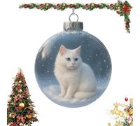 Cute Cat Christmas Glass Ornaments Collection, Cat Glass Christmas Ball Figurines in Snow Globes, Xmas Tree Kitten Ball Ornament, Holiday Decor & Gift Set for Cats Lovers (Snowflake-F)