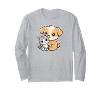 Cute Cat Dog Pet Friendship Friends Manche Longue