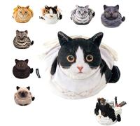 Cute Cat Drawstring Makeup Bag,Cat Cosmetic Toiletry Travel Purse,Lay Flat Makeup Bag Gifts for Feline Lovers