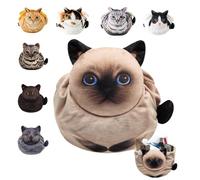 Cute Cat Drawstring Makeup Bag,Cat Cosmetic Toiletry Travel Purse,Lay Flat Makeup Bag Gifts for Feline Lovers