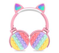 Cute Cat-Ear Bluetooth Headphones, LED Light Up With Mic And Volume Control, Safe85db Volume Limit For Kids, Pink And Blue Options Available