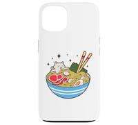 Cute Cat Eating Ramen Bowl Kawaii Food Coque pour iPhone 13