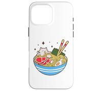 Cute Cat Eating Ramen Bowl Kawaii Food Coque pour iPhone 16 Pro Max