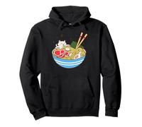 Cute Cat Eating Ramen Bowl Kawaii Food Sweat à Capuche