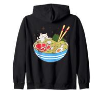 Cute Cat Eating Ramen Bowl Kawaii Food Sweat à Capuche