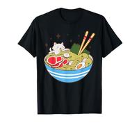 Cute Cat Eating Ramen Bowl Kawaii Food T-Shirt