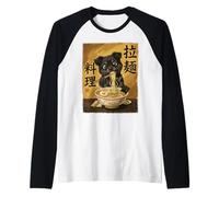 Cute Cat Eating Ramen Noodles Funny Japan Kawaii Cats Manche Raglan