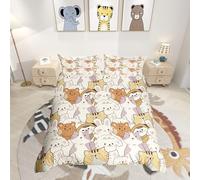 Cute Cat Housse de Couette Toddler Dessin animé Sheep Rabbit Parure de Lit 220x240cm Kawaii Animals Parure Housse de Couette Décor de Chambre Animal Lover's Gift Léger avec 2 taies d'oreiller
