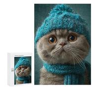 Cute Cat in Blue Hat-1 Puzzle 1000 Pièces Educa Jouet en Bois Cadeau Unique Décoration Intérieure Jeu Éducatif Challenge Toy Adultes Et Enfants À Partir De 14 Ans 300 PCS