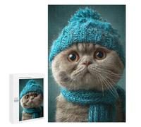 Cute Cat in Blue Hat-1 Puzzle 1000 Pièces Educa Jouet en Bois Cadeau Unique Décoration Intérieure Jeu Éducatif Challenge Toy Adultes Et Enfants À Partir De 14 Ans 1000 PCS