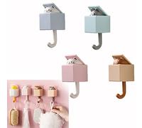 Cute Cat Key Hook Wall Decoration, Creative Adhesive Coat Hook, Cute Cat Key Holder Hook, Cute Pet Hooks, Heavy Duty Self Adhesvie Cute Pet Hooks Wall Decorations Hanger Holder (4pcs-a)