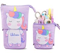 Cute Cat Pattern Durable Canvas Telescopic Pencil Case Pencil Case For Boys Girls Students And Office Supplies, Purple Unicorn, Single