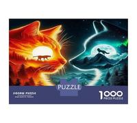 Cute Cat, Puzzle de Casse-tête en Papier recyclé, Chats de feu et de Glace dans Un décor Cosmique, Cadeau collectionnable pour Adultes, 38x26cm/1000pcs