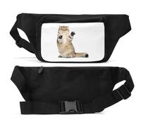 Cute Cat Raising It's Paws Sac banane unisexe Noir