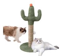 Cute Cat Scratcher - Green Cactus Feline Scratch Post, Vertical Natural Kitten Claw Pole, Whimsical Desert Landscape Aesthetic, Stable Weighted Base Support Structure, Indoor Pet Furniture Accessory