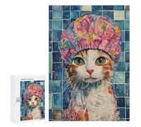 Cute Cat Shower Cap Painting Puzzle 1000 Pièces Educa Jouet en Bois Cadeau Unique Décoration Intérieure Jeu Éducatif Challenge Toy Adultes Et Enfants À Partir De 14 Ans 300 PCS