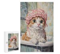 Cute Cat Shower Time Puzzle 1000 Pièces Educa Jouet en Bois Cadeau Unique Décoration Intérieure Jeu Éducatif Challenge Toy Adultes Et Enfants À Partir De 14 Ans 1000 PCS