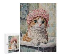 Cute Cat Shower Time Puzzle 1000 Pièces Educa Jouet en Bois Cadeau Unique Décoration Intérieure Jeu Éducatif Challenge Toy Adultes Et Enfants À Partir De 14 Ans 500 PCS