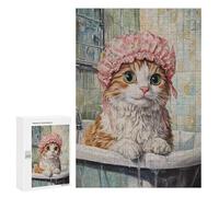 Cute Cat Shower Time Puzzle 1000 Pièces Educa Jouet en Bois Cadeau Unique Décoration Intérieure Jeu Éducatif Challenge Toy Adultes Et Enfants À Partir De 14 Ans 300 PCS