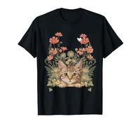 Cute Cat Wildflower Garden Floral Kitten Lover T-Shirt