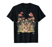 Cute Cat Wildflower Garden Floral Kitten Lover T-Shirt Graphique avec Valeur